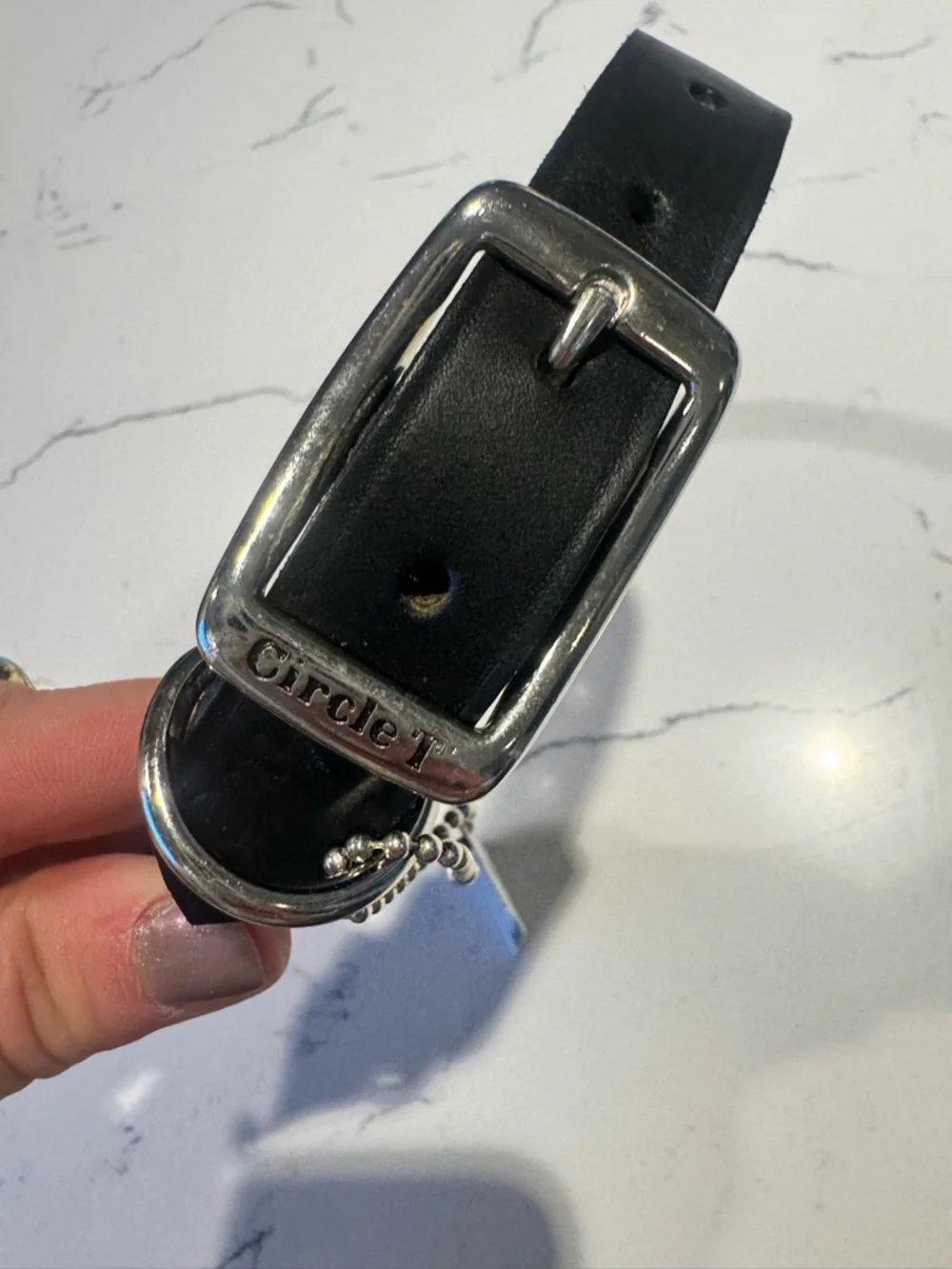 Circle T black leather